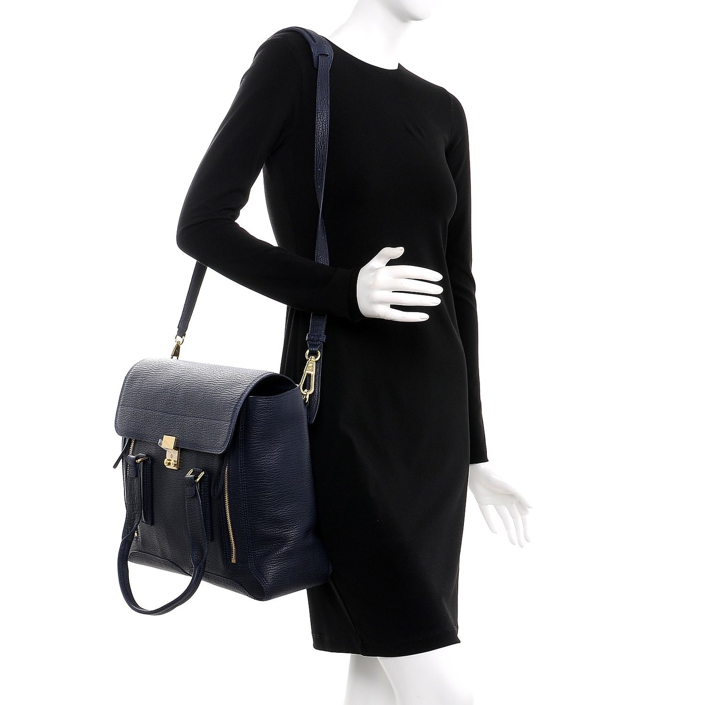 3.1 Textured Calfskin Large Pashli Satchel Ink