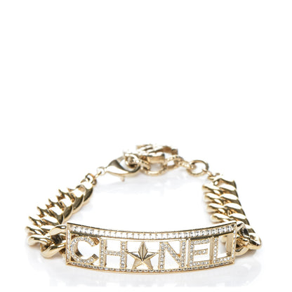 Chanel Crystal Chain Logo Bracelet Gold 1 of 4