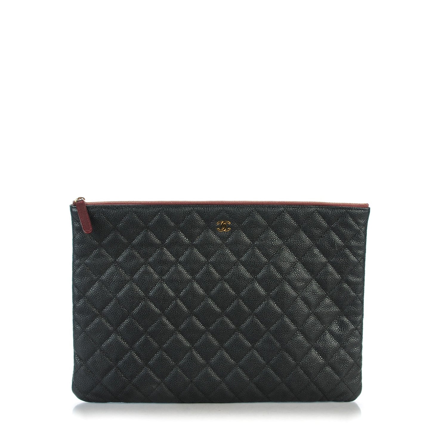 Caviar Quilted Large Cosmetic Case Black