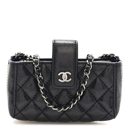 Chanel Caviar Quilted Mini Phone Holder Clutch With Chain Black 1 of 10
