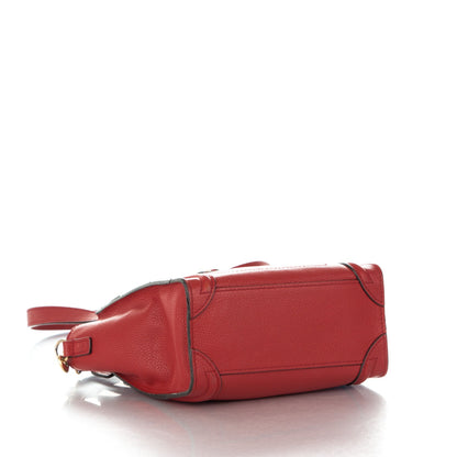 Celine Drummed Calfskin Nano Luggage Coquelicot 4 of 8