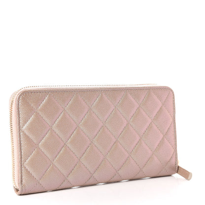 Chanel Iridescent Caviar Quilted Long Zip Around Wallet Beige 3 of 11