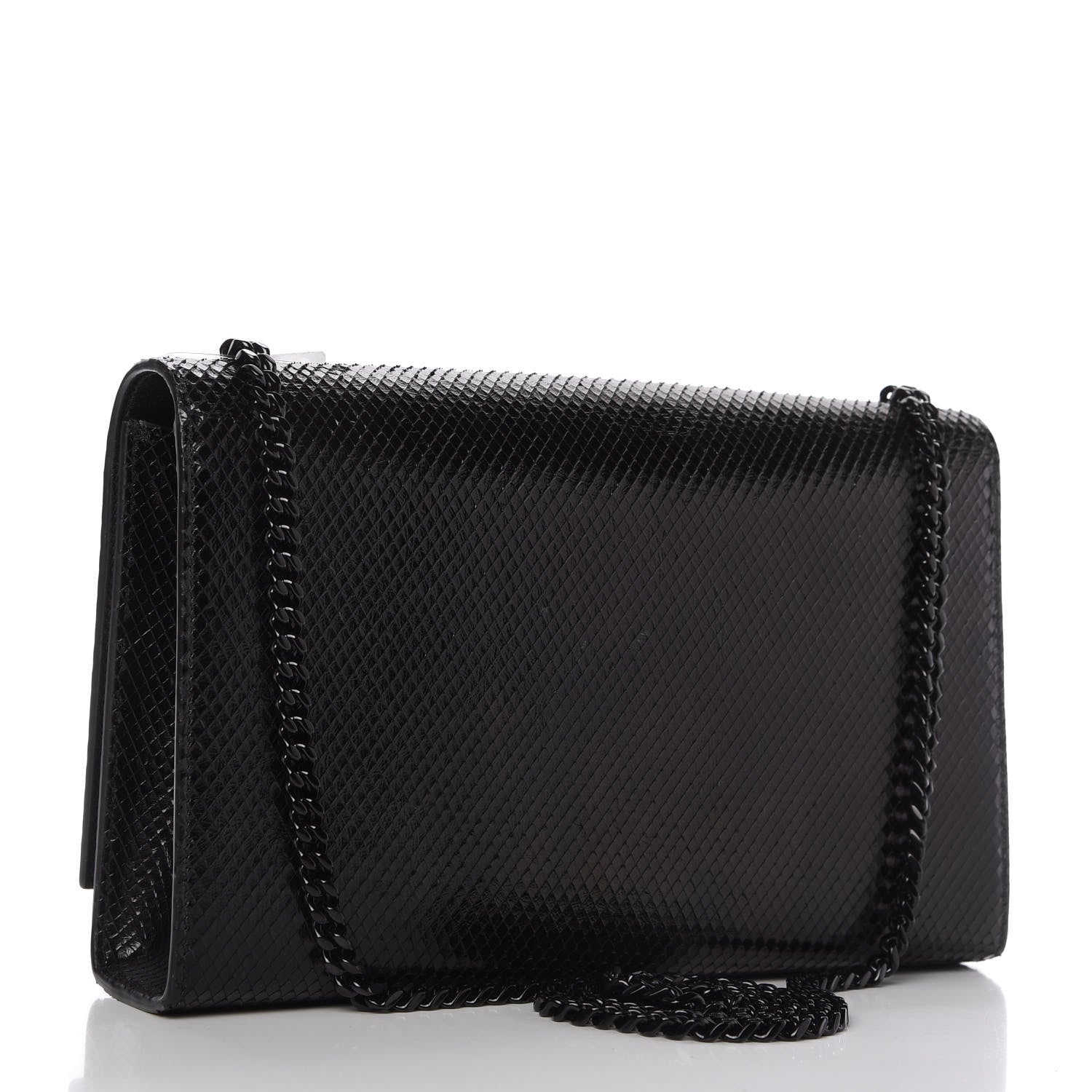 Saint Laurent Calfskin Snakeskin Effect Medium Classic Monogram Kate Satchel Black 3 of 10