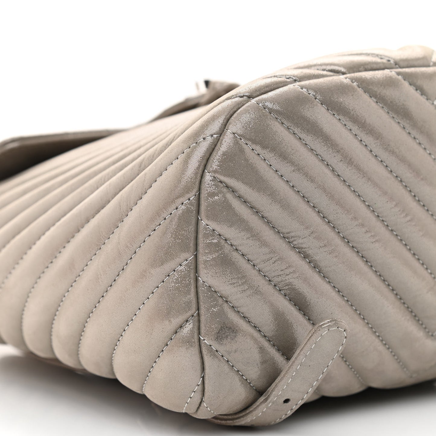 Iridescent Calfskin Chevron Quilted Small Urban Spirit Backpack Silver