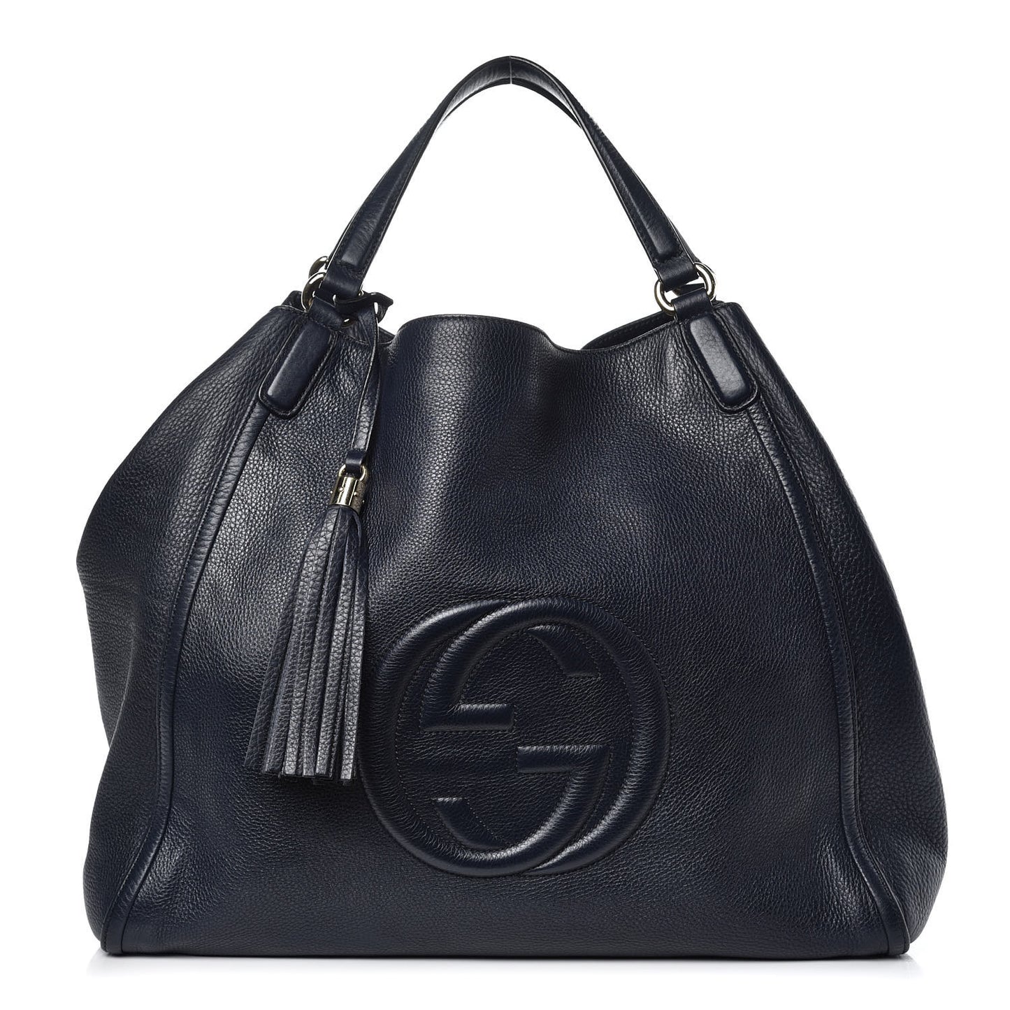 Pebbled Calfskin Large Soho Shoulder Bag Blue