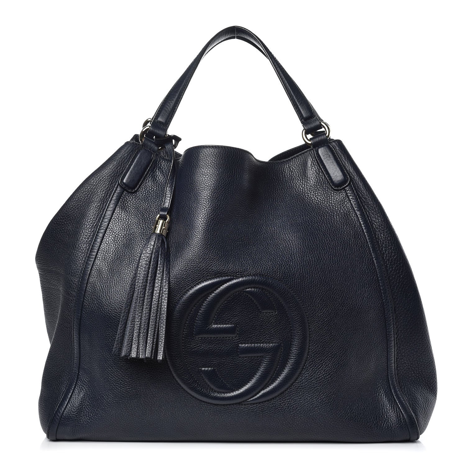 Gucci Pebbled Calfskin Large Soho Shoulder Bag Blue 1 of 15