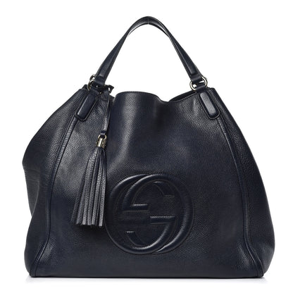 Gucci Pebbled Calfskin Large Soho Shoulder Bag Blue 1 of 15
