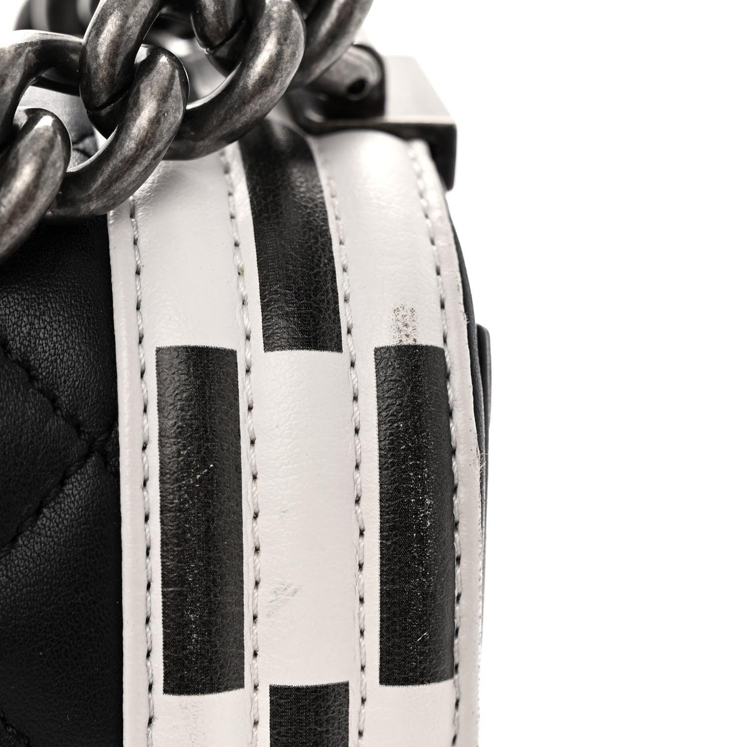 Chanel Calfskin Quilted Checkerboard Trim New Medium Boy Flap Black White 11 of 11