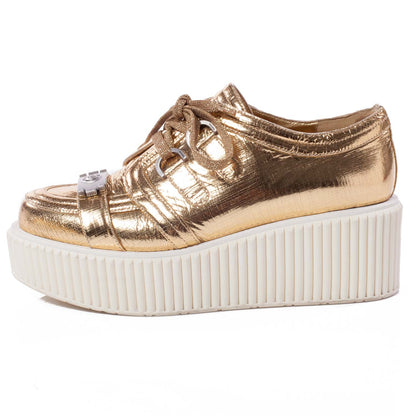 Chanel Lame Creeper Sneakers 39 Gold 1 of 10