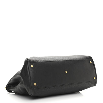 Fendi Cuoio Romano Selleria Large Peekaboo Iconic Satchel Black Moro 4 of 16