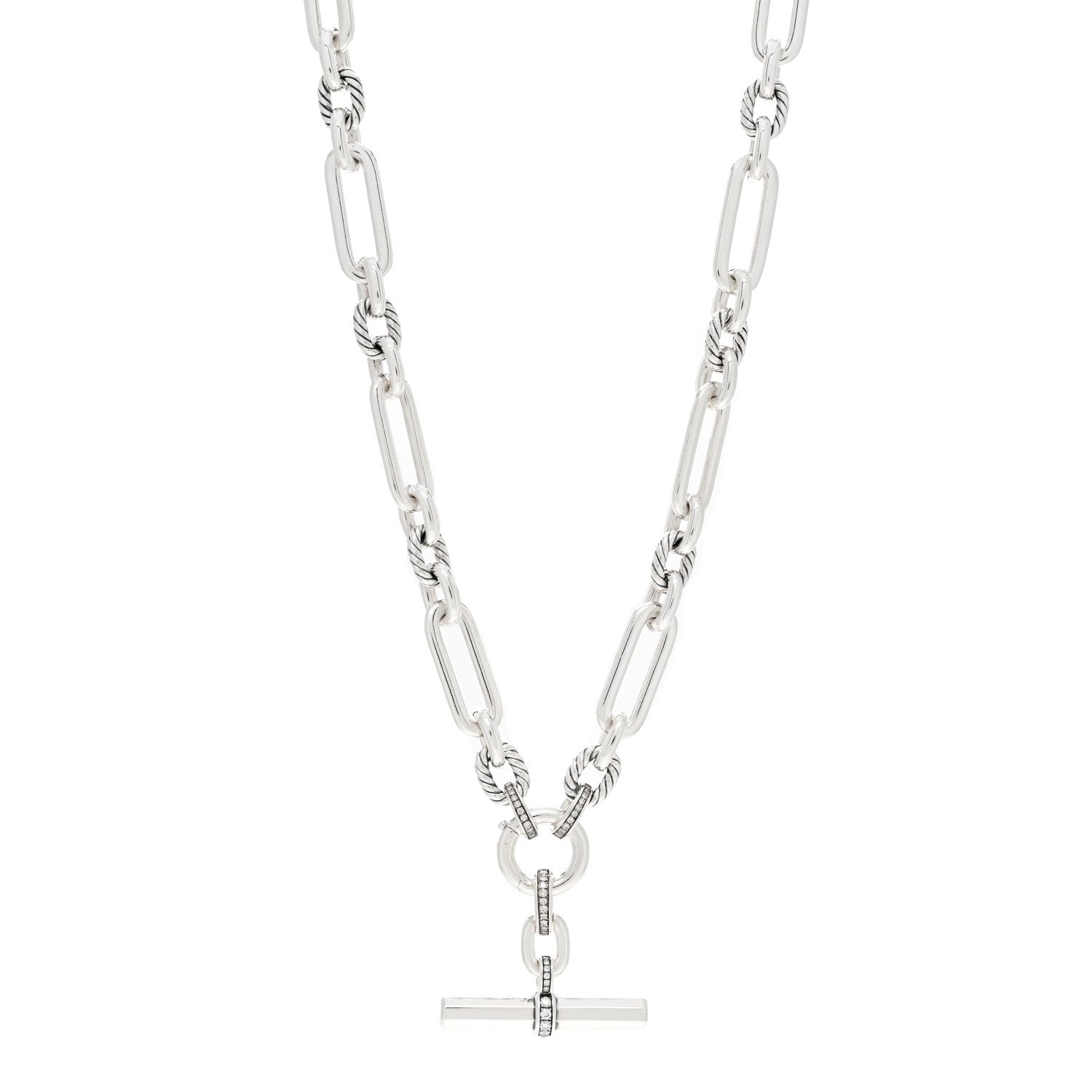 David Yurman Sterling Silver Diamond Lexington Chain Necklace 1 of 4