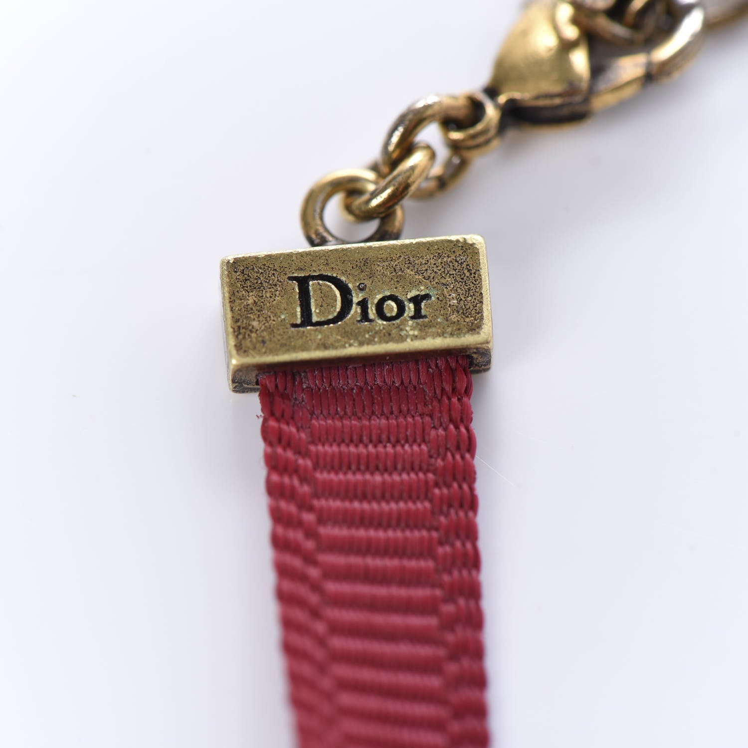 Christian Dior Grosgrain Ribbon Dog Star Bracelet Red 5 of 5