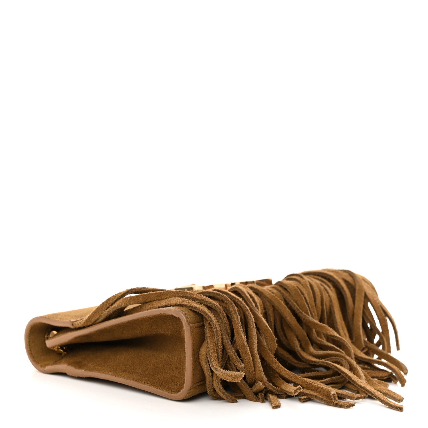 Saint Laurent Suede Fringe Small Monogram Satchel Light Ocre 4 of 10