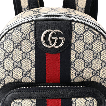 Gucci GG Supreme Monogram Textured Dollar Calfskin Web Small Ophidia Day Backpack Beige Blue Black 8 of 10