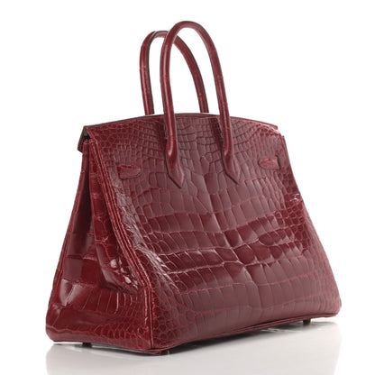 Hermes Shiny Alligator Birkin 35 Rouge Vif 3 of 38