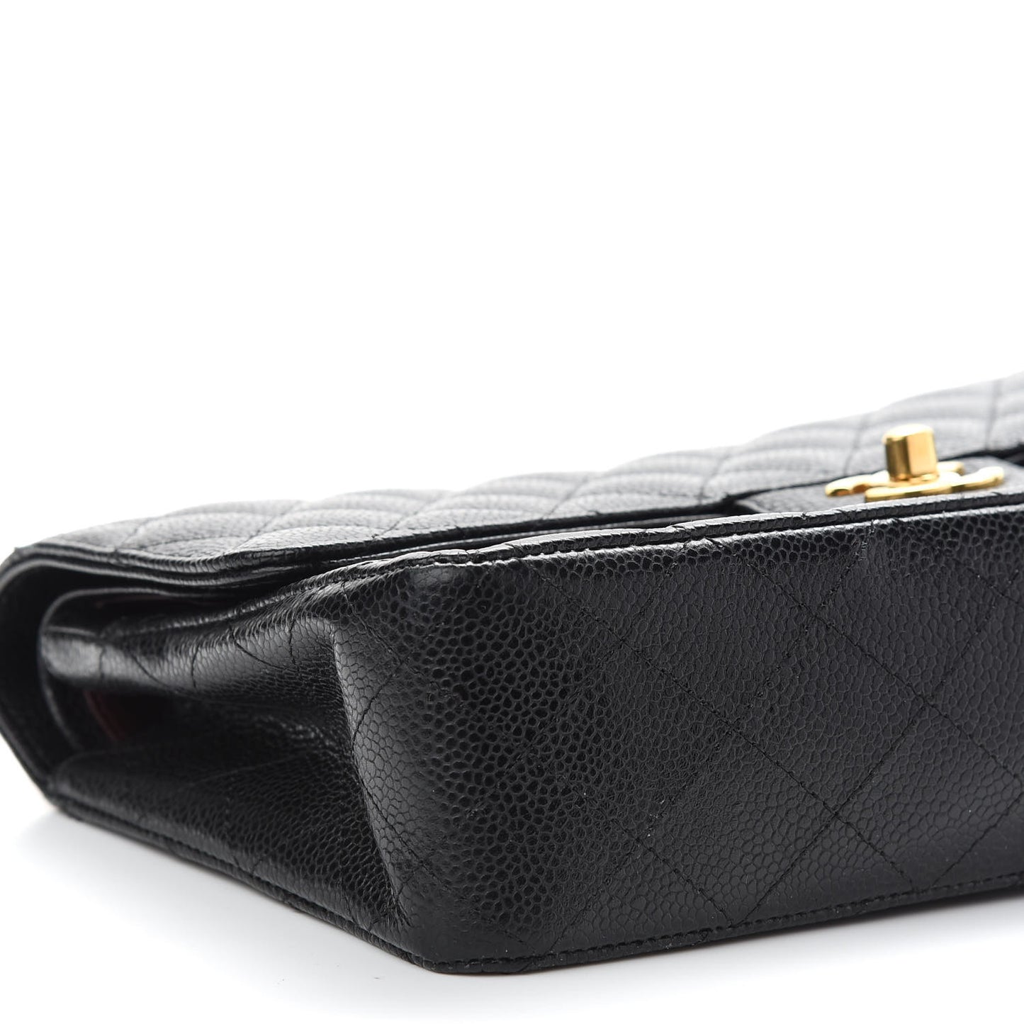 Caviar Quilted Medium Double Flap Black