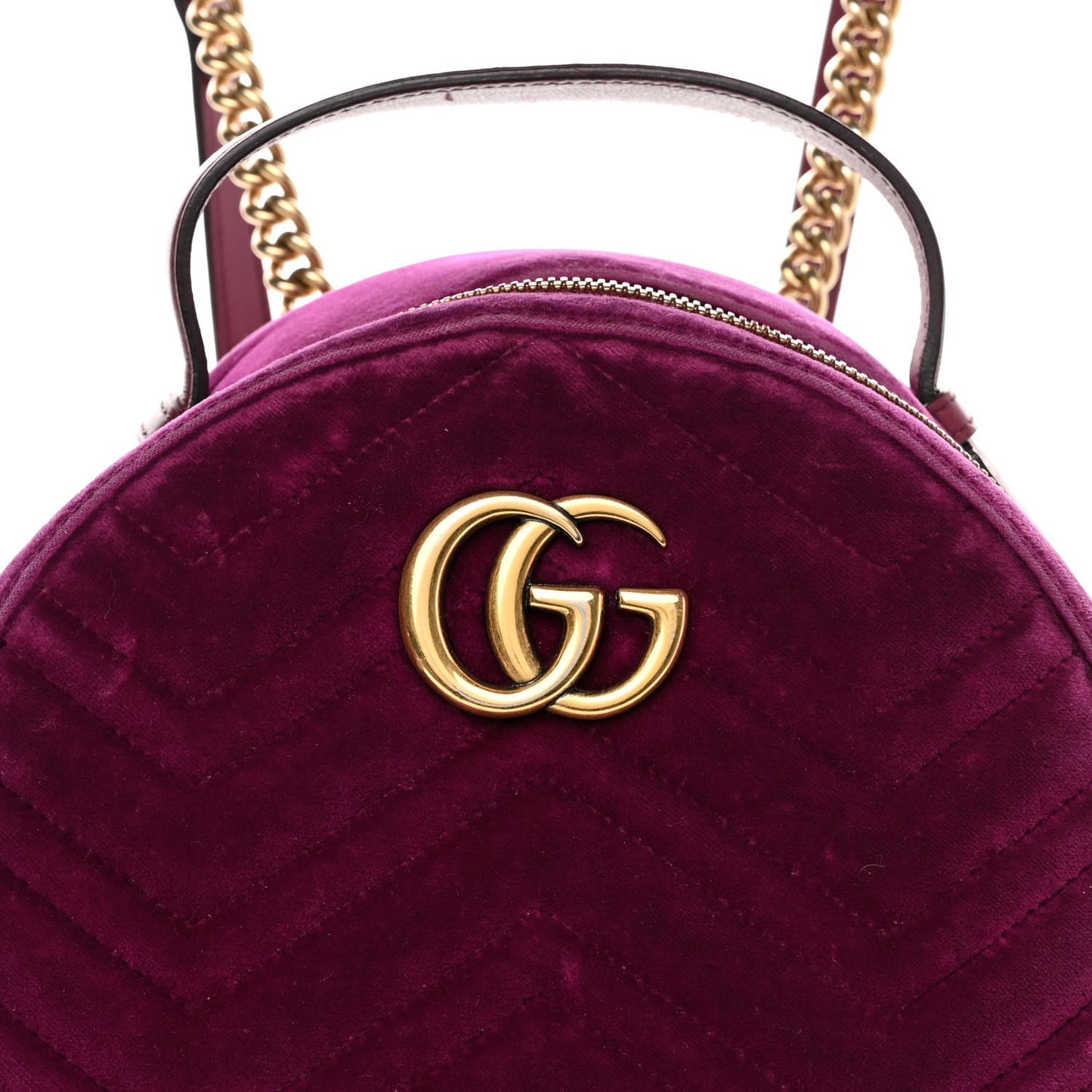 Velvet Matelasse GG Marmont Dome Backpack Fuchsia Violet Cyclamen