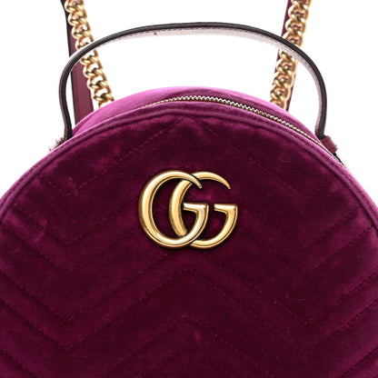 Gucci Velvet Matelasse GG Marmont Dome Backpack Fuchsia Violet Cyclamen 8 of 12