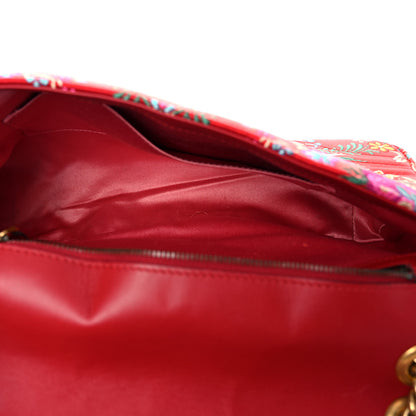 Gucci Jacquard Matelasse Floral Medium GG Marmont Shoulder Bag Red 5 of 19