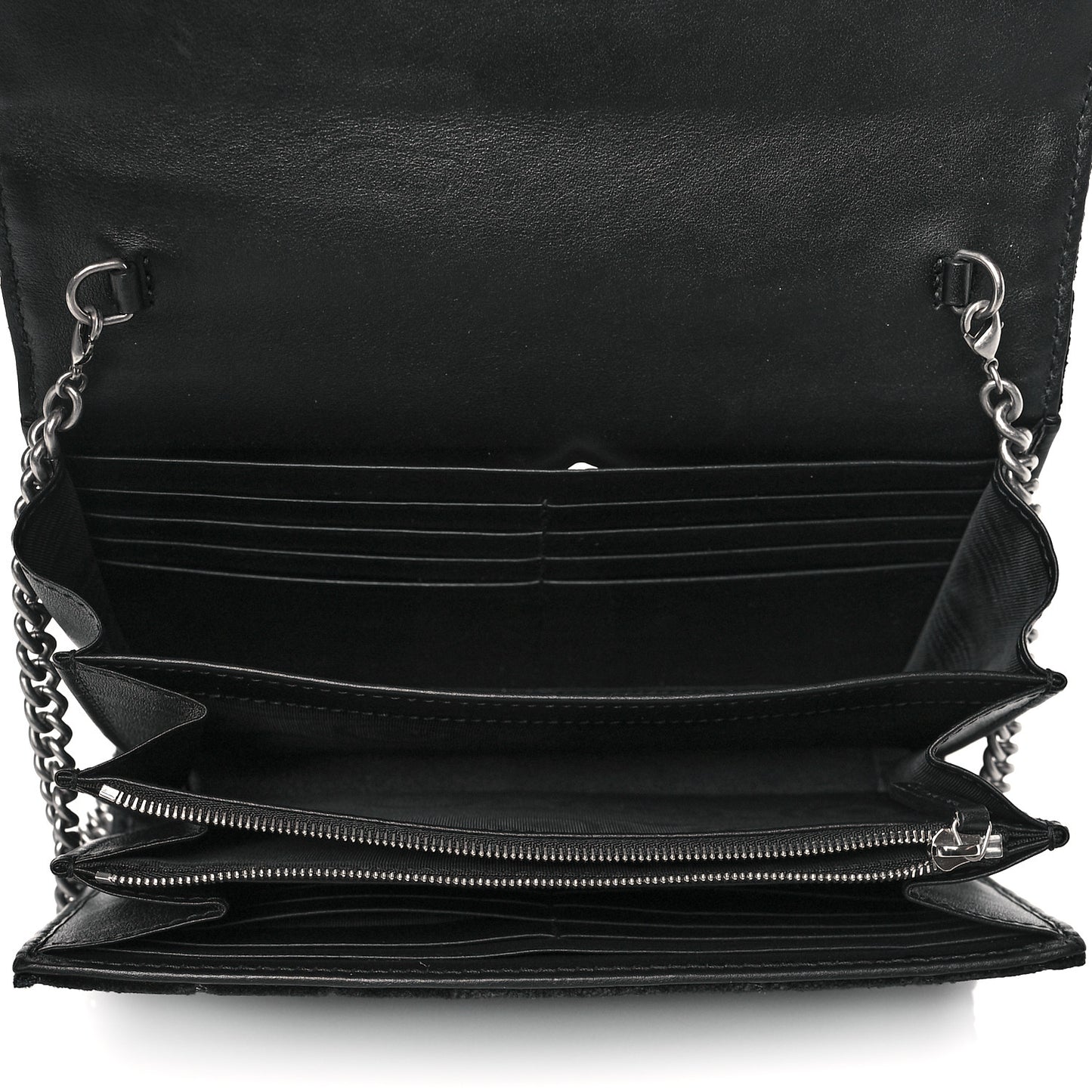 Velvet GG Monogram Mini Dionysus Chain Wallet Black