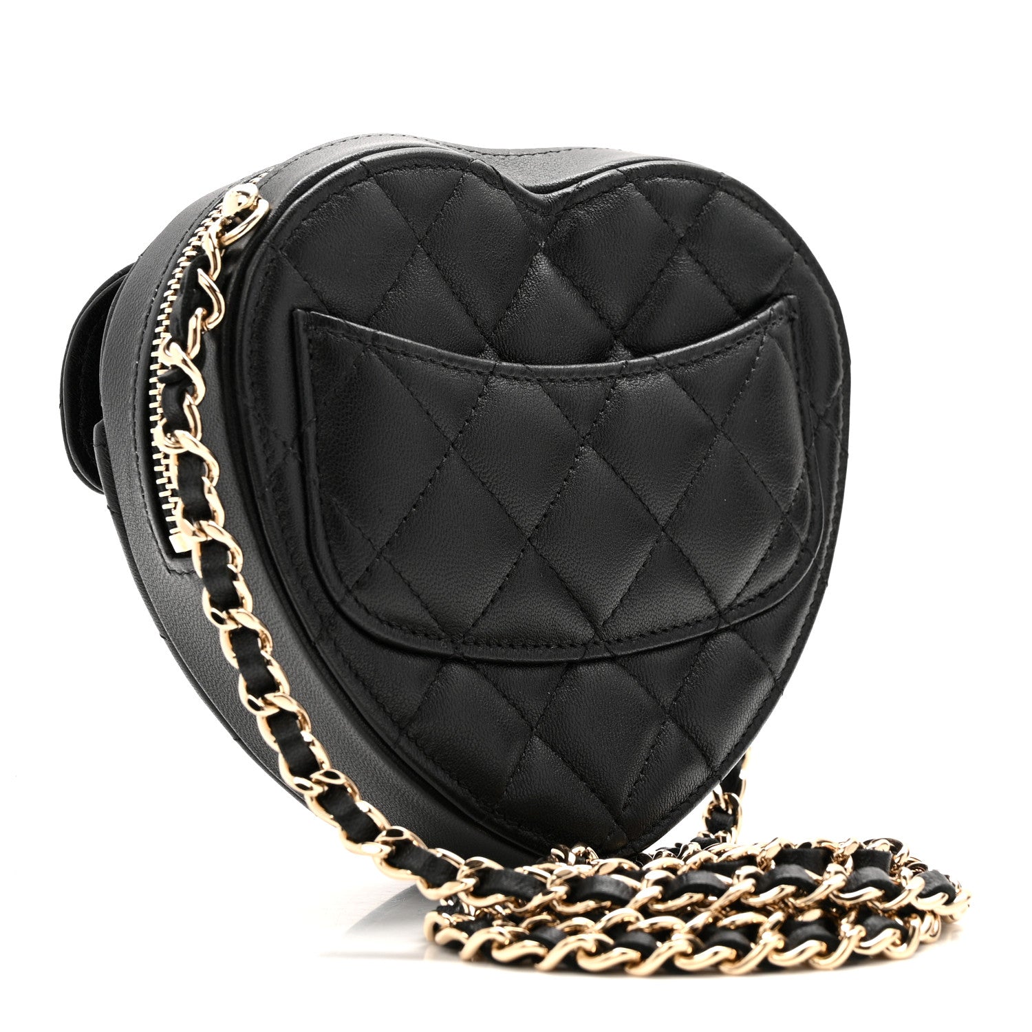 Chanel Lambskin Quilted CC In Love Heart Clutch With Chain Black 3 of 12