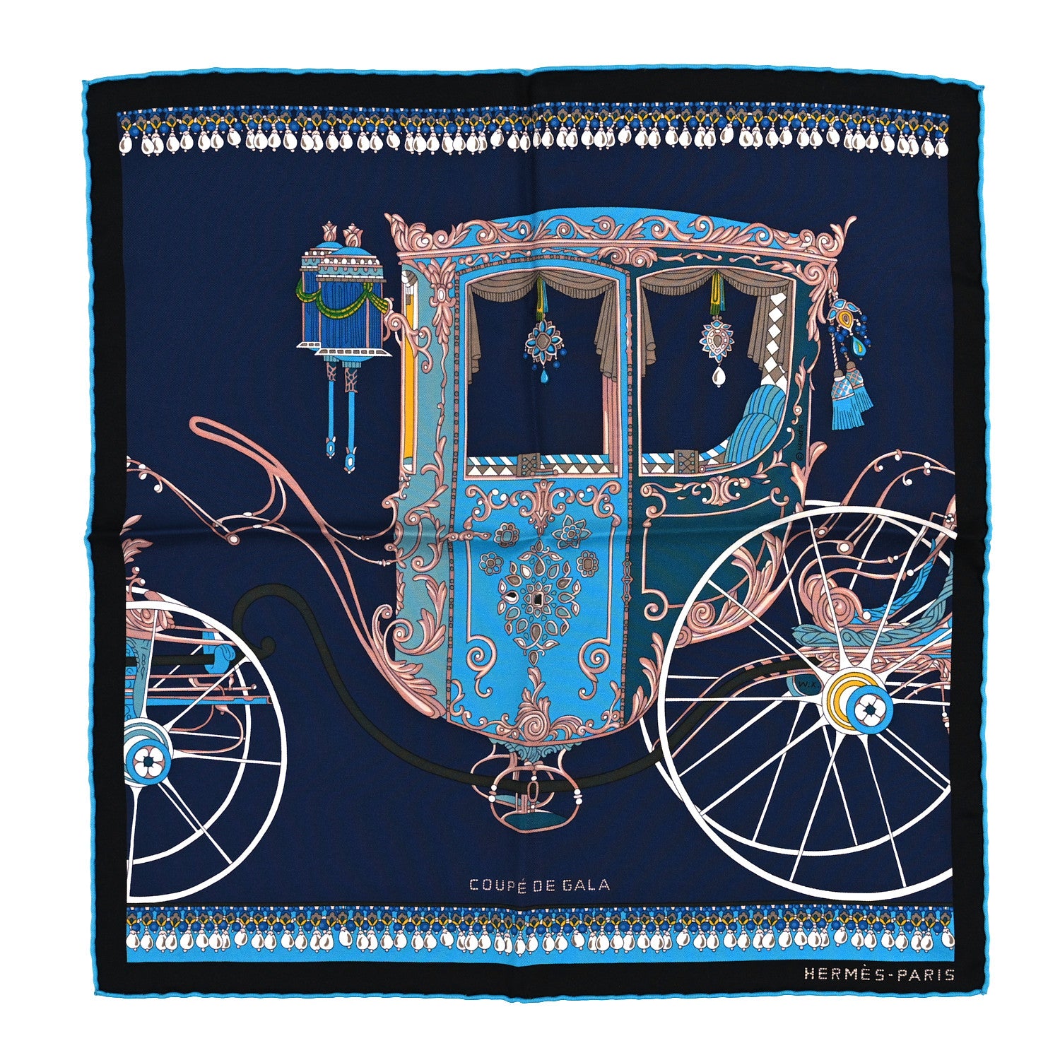 Hermes Silk Coupe De Gala Pocket Square Marine Naturel Ciel 1 of 3