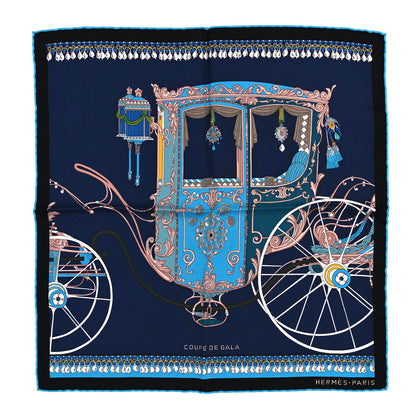 Hermes Silk Coupe De Gala Pocket Square Marine Naturel Ciel 1 of 3