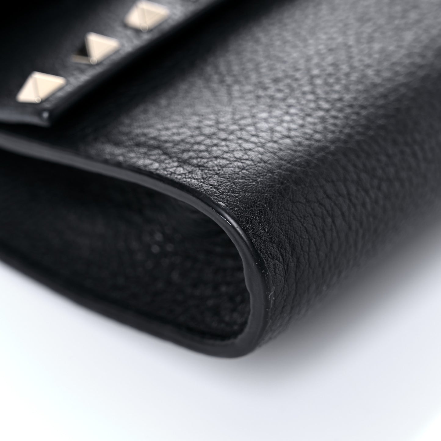 Pebbled Calfskin Rockstud Double Flap Crossbody Bag Black