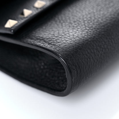 Valentino Garavani Pebbled Calfskin Rockstud Double Flap Crossbody Bag Black 7 of 16