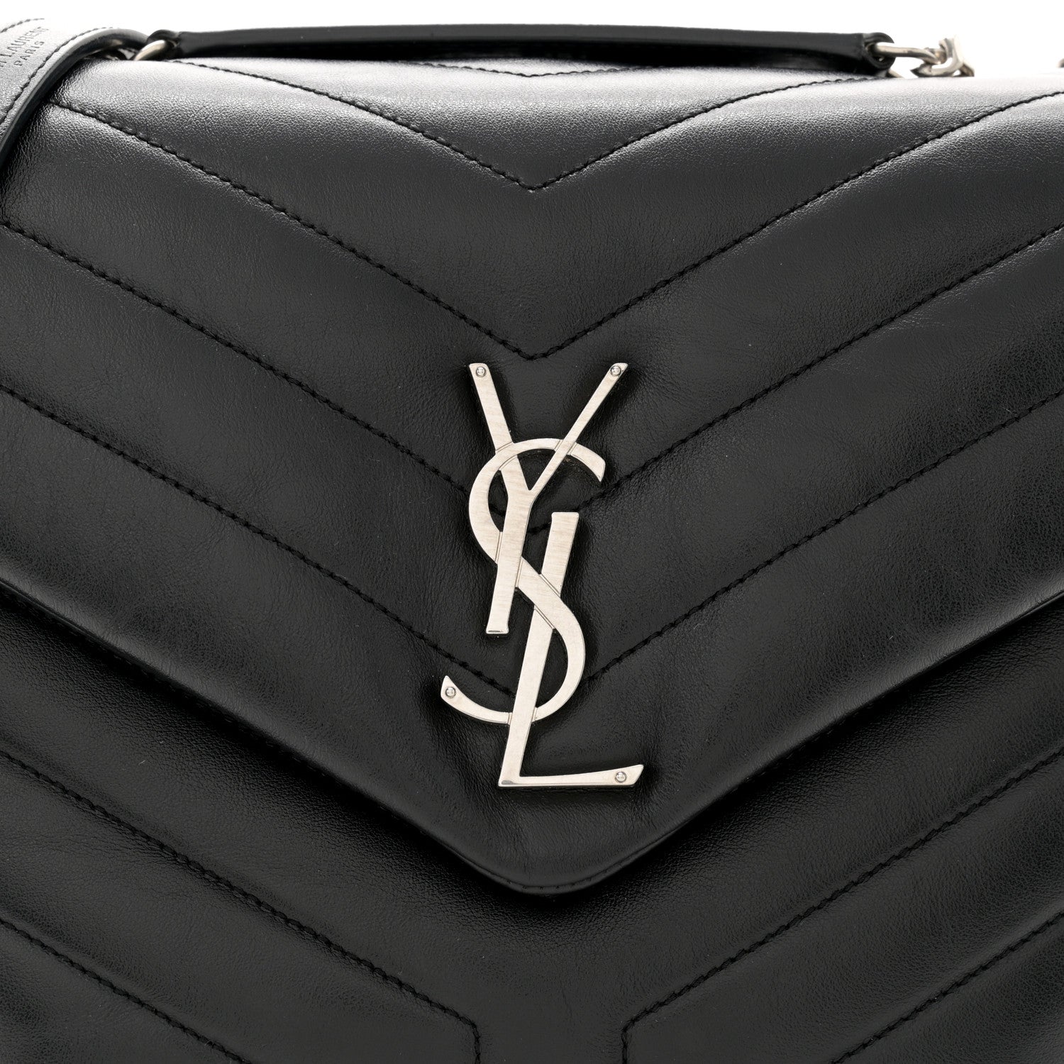 Saint Laurent Calfskin Y Quilted Monogram Medium Loulou Chain Satchel Black 8 of 10