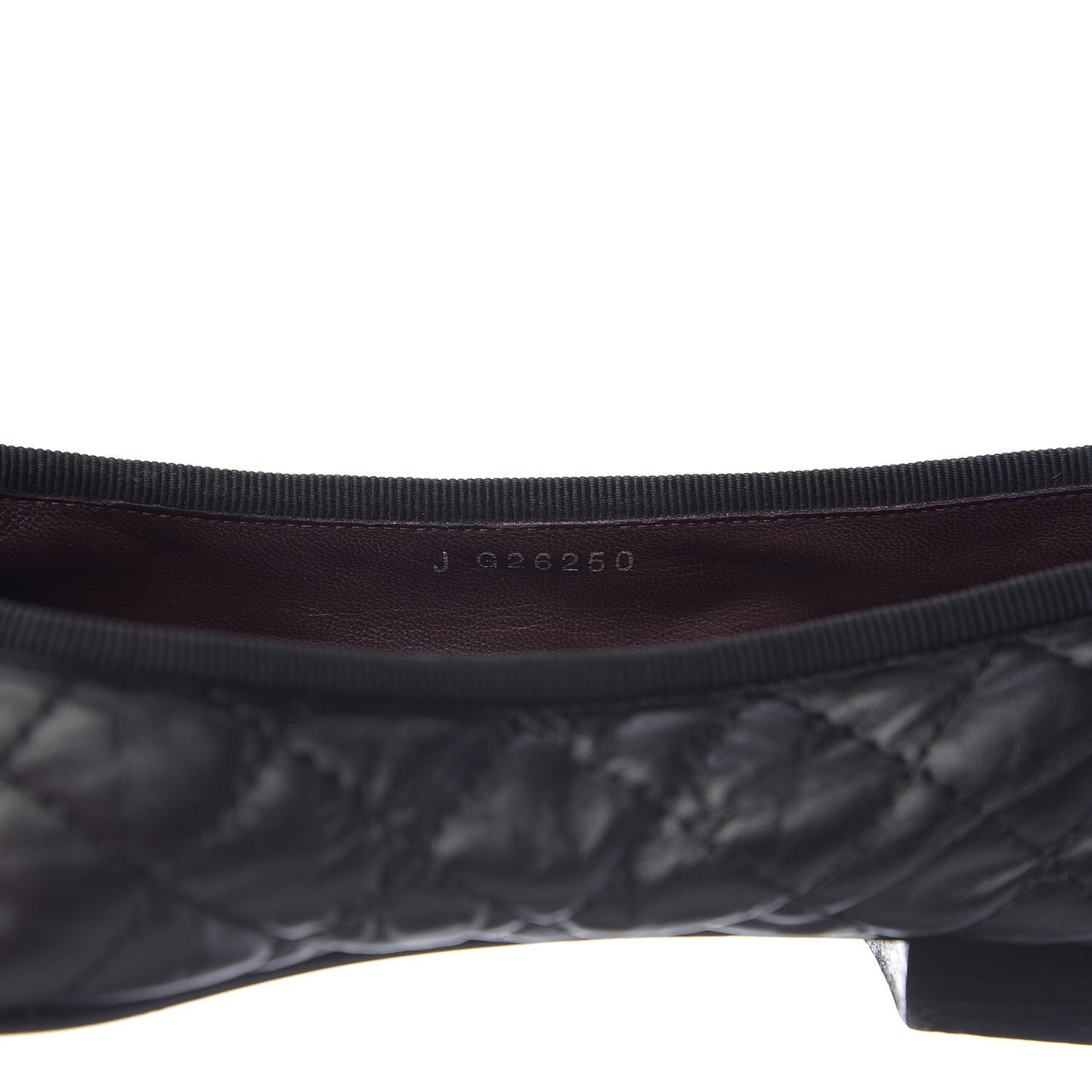 Aged Calfskin Quilted Cap Toe Ballerina Flats 41 Black