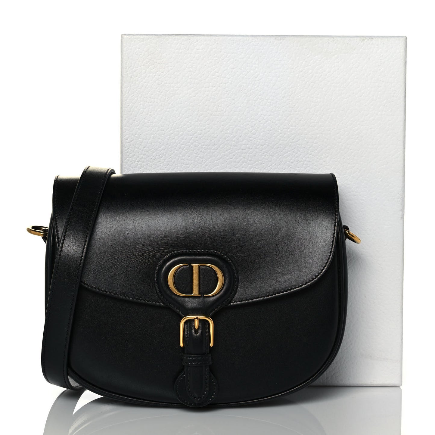 Box Calfskin Medium Bobby Flap Black