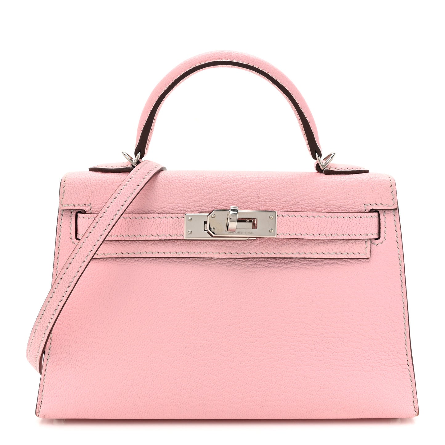 Chevre Mysore Horseshoe Mini Kelly Sellier 20 Rose Sakura Gris Perle