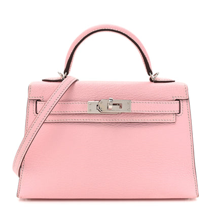 Hermes Chevre Mysore Horseshoe Mini Kelly Sellier 20 Rose Sakura Gris Perle 1 of 17