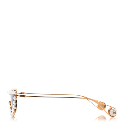 Gucci Metal Pearl Cat Eye Sunglasses GG0364S Gold 4 of 7