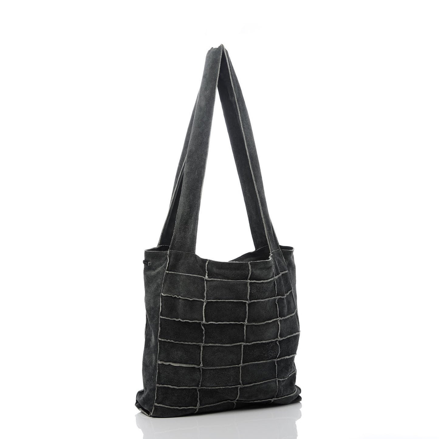 Suede Patchwork Shoulder Bag Charcoal Grey