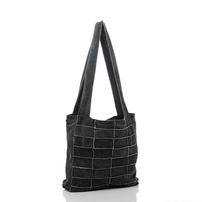 Chanel Suede Patchwork Shoulder Bag Charcoal Grey 3 of 10