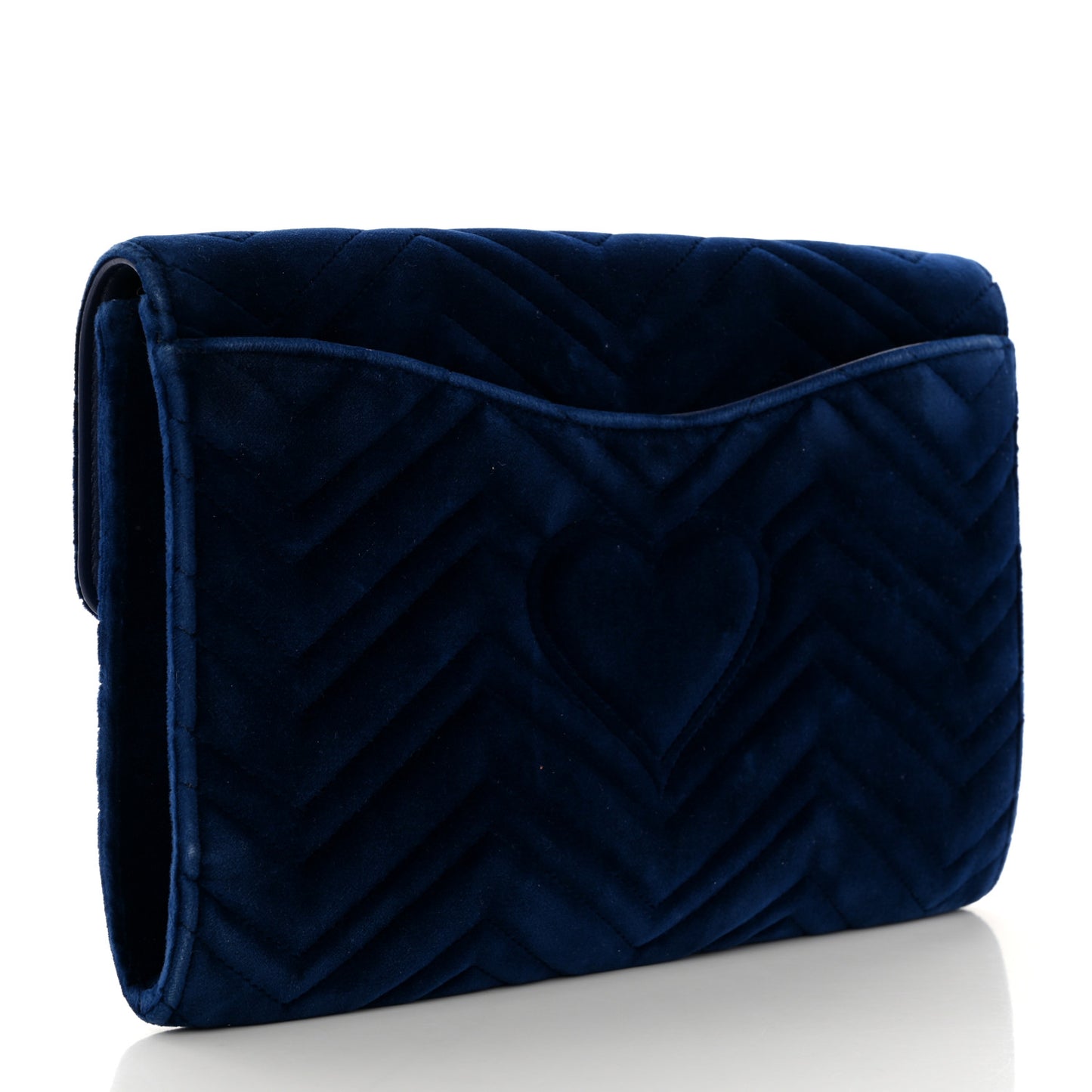 Velvet Matelasse GG Marmont Clutch Cobalt Blue