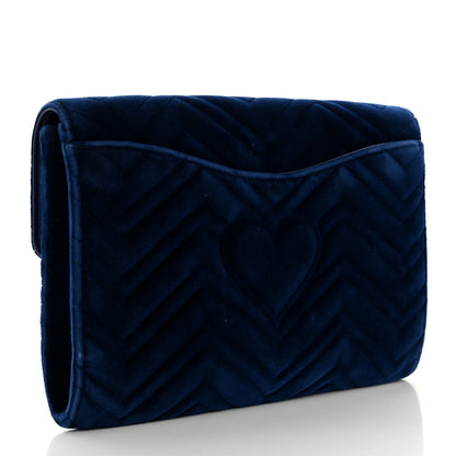Gucci Velvet Matelasse GG Marmont Clutch Cobalt Blue 3 of 10