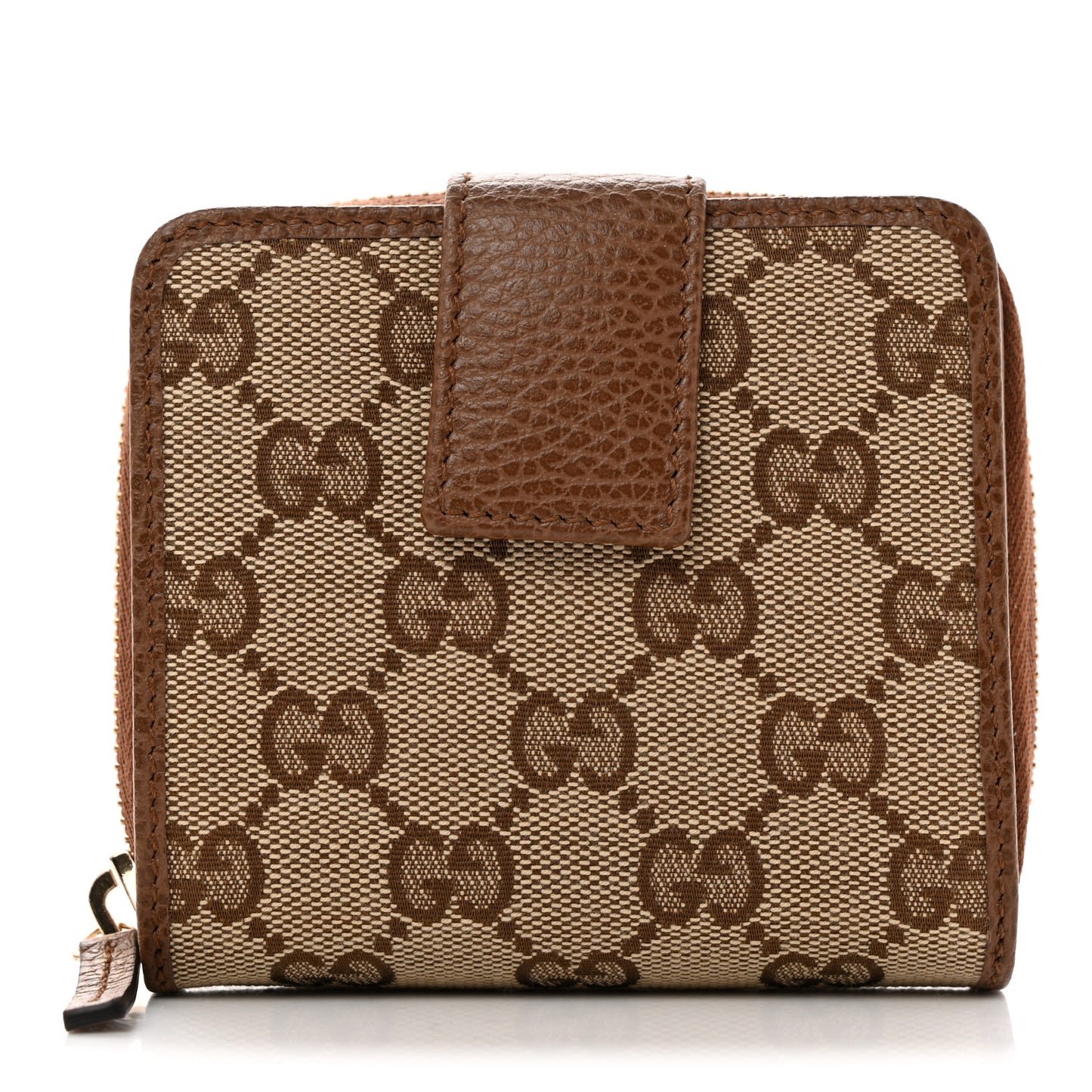 Monogram Dollar Calfskin Zip Around French Wallet Beige Ebony Tabacco