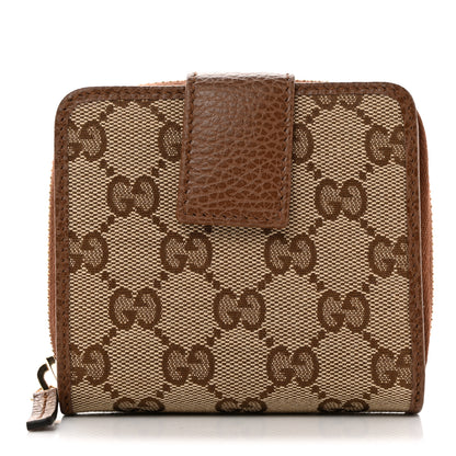Gucci Monogram Dollar Calfskin Zip Around French Wallet Beige Ebony Tabacco 1 of 8