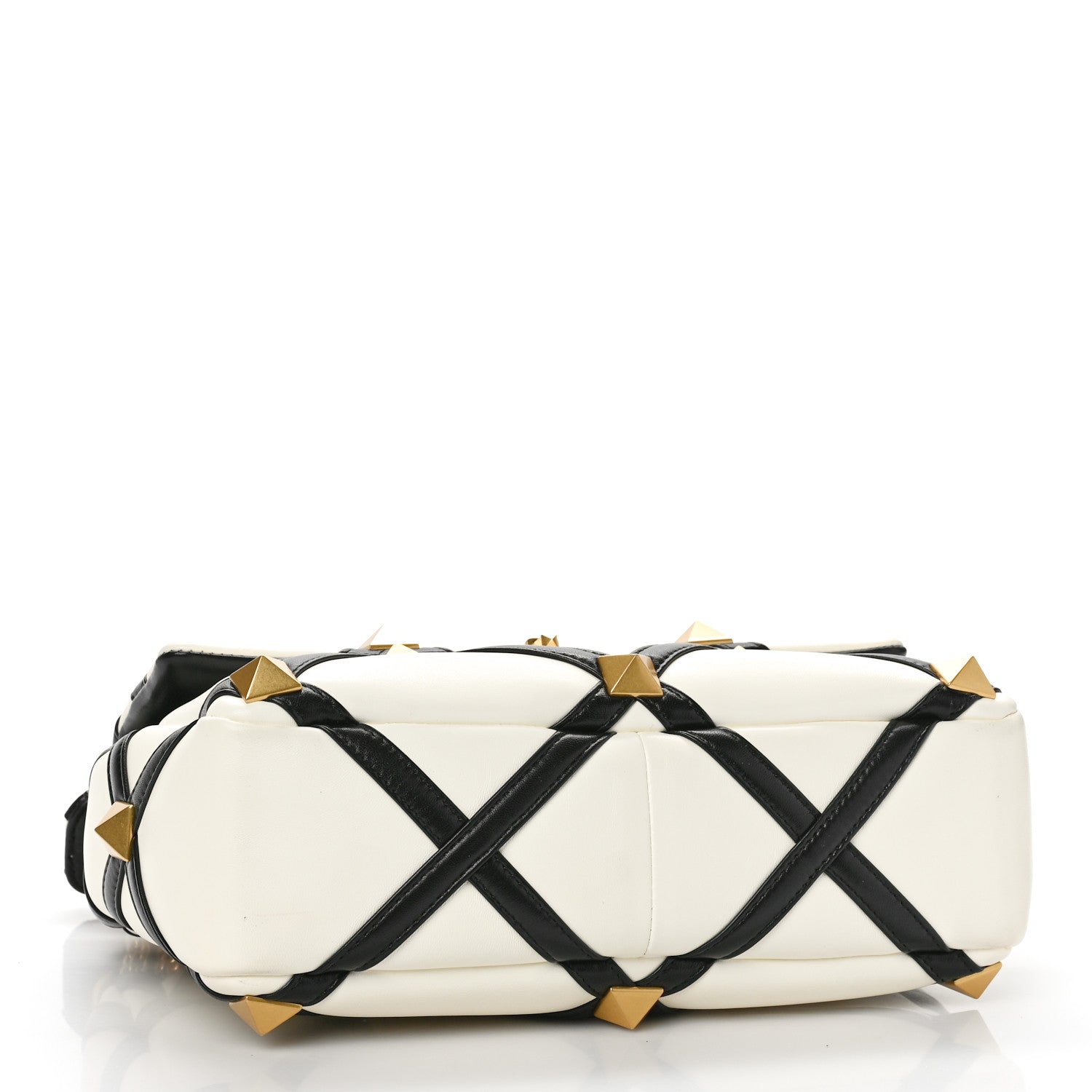Valentino Garavani Nappa Large Roman Stud Shoulder Bag Ivory Black 4 of 9