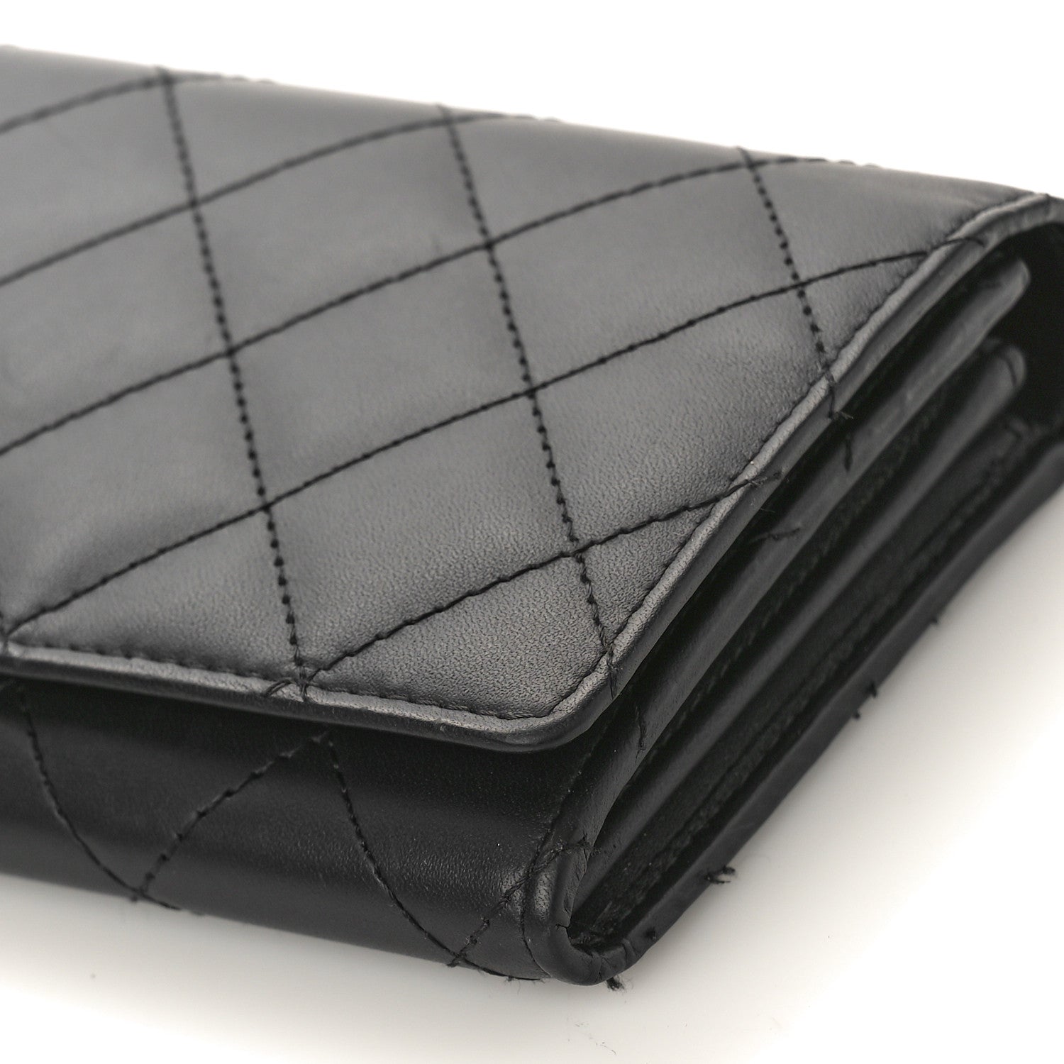 Chanel Calfskin Quilted Cambon Gusset Flap Wallet Black 8 of 8