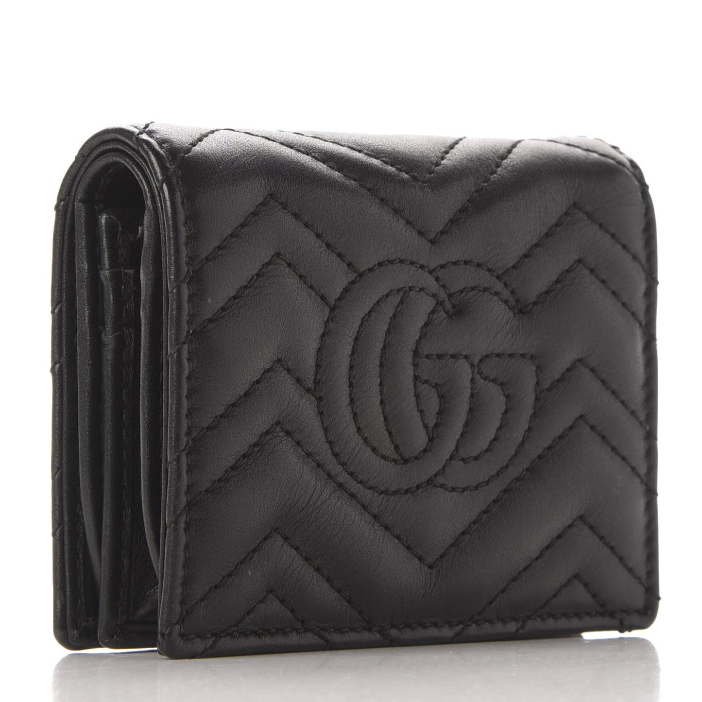 Calfskin Matelasse GG Marmont Card Case Wallet Black
