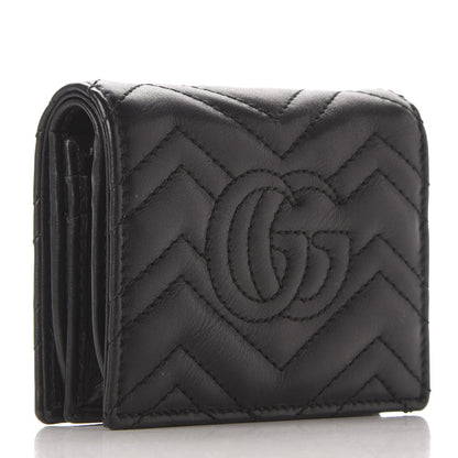Gucci Calfskin Matelasse GG Marmont Card Case Wallet Black 3 of 12