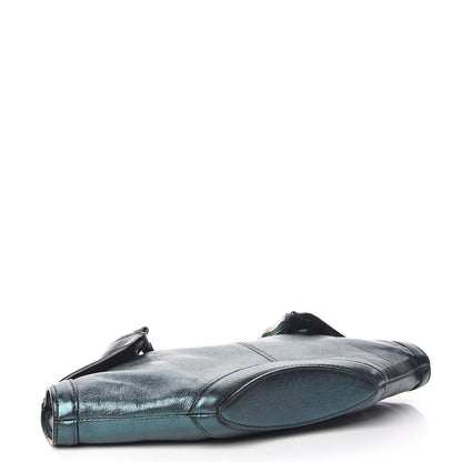 Alexander McQueen Metallic Lambskin De Manta Clutch Green 4 of 9
