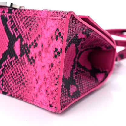 Balenciaga Shiny Calfskin Python Effect Small Hourglass Top Handle Bag Fuchsia Black 9 of 10