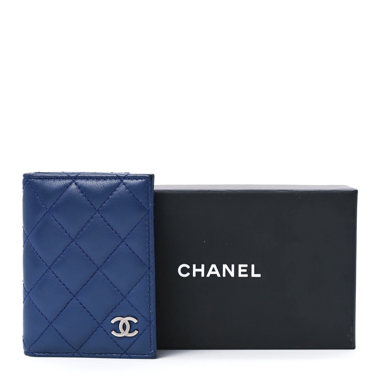 Chanel Lambskin Quilted CC Card Holder Wallet Blue 16 of 16