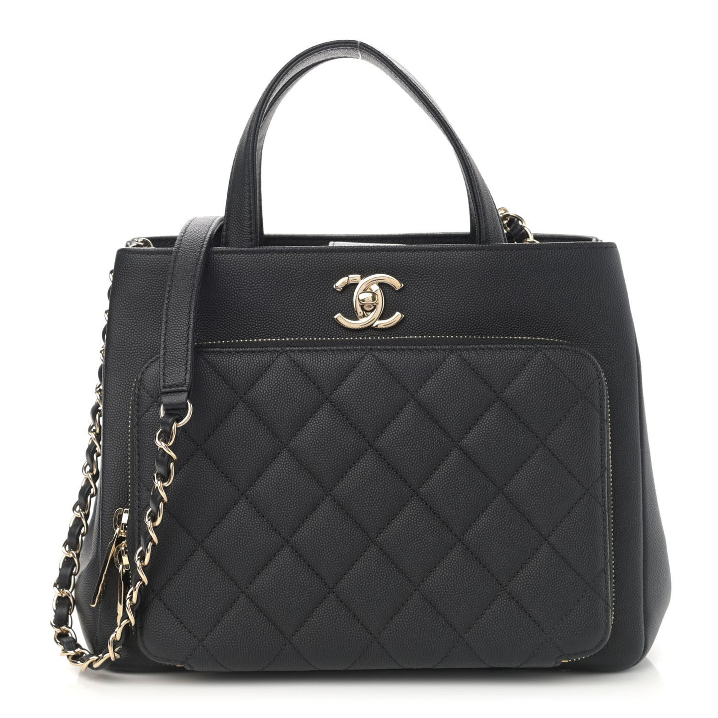 Caviar Quilted Small Business Affinity Shopping Bag Black