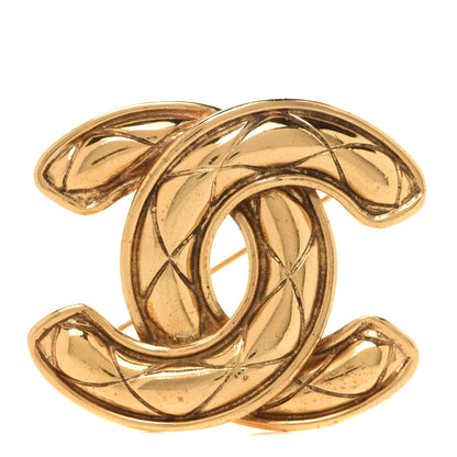 Chanel Metal Quilted Large CC Brooch Gold 1 of 4